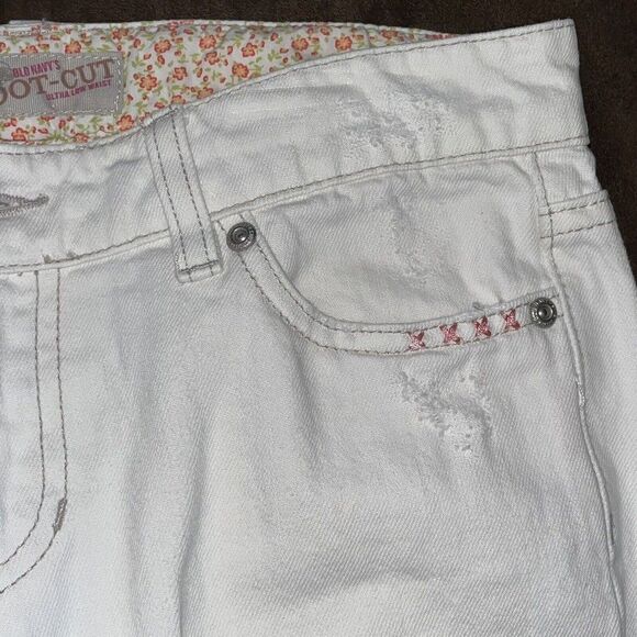Old Navy Special Edition Pants Women’s Sz 2 Super Low Waist Bootcut White Patch - Picture 5 of 16